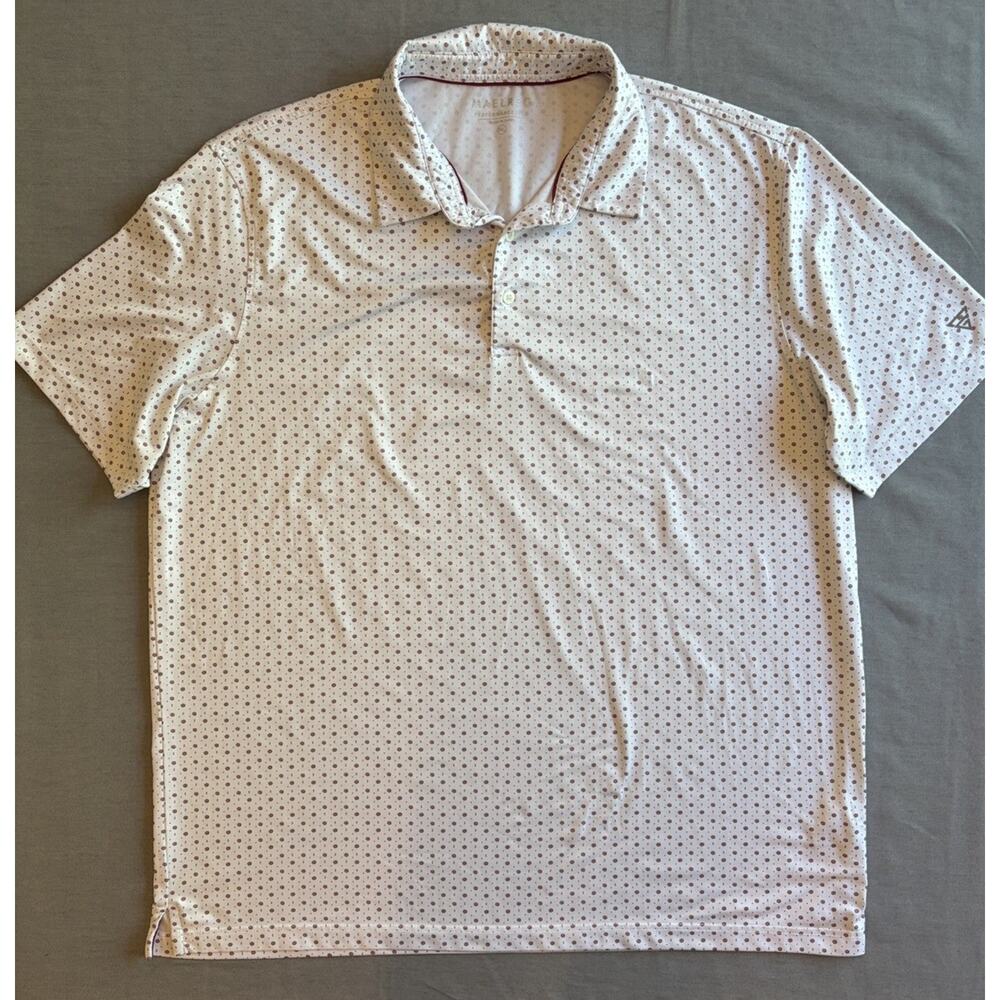 Maelreg Polo Shirt Mens 2XL White Golf‎ Performance Stretch Print